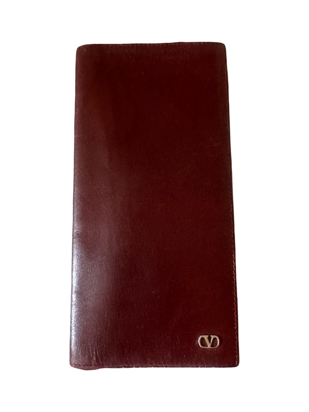 Valentino Men's/Womens  Burgundy Leather Long Wallet